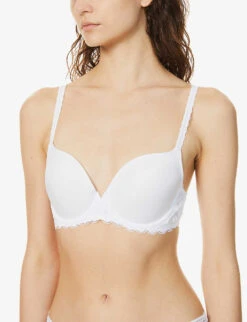 Wacoal Raffiné Floral-pattern Stretch-lace Underwired Bra -Reisi Clothing Shop R03767808 WHITE ALT04