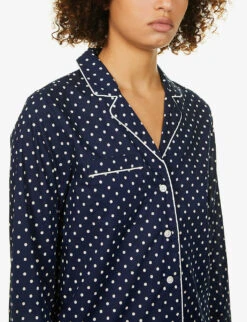 Plaza Spotted Cotton-poplin Pyjama Set -Reisi Clothing Shop R03770249 NAVY ALT04