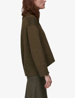 Whistles Polo-collar Cotton-knit Jumper -Reisi Clothing Shop R03771118 KHAKI ALT03