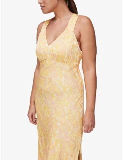 Whistles Safari-print Satin Midi Dress -Reisi Clothing Shop R03776759 YELLOW ALT03