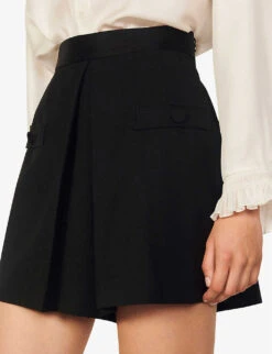 Sandro Hugo High-rise Woven Shorts -Reisi Clothing Shop R03787608 NOIRGRIS ALT04