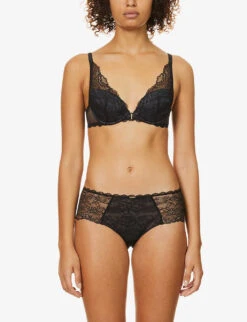 Chantelle Waltz Stretch-lace Push-up Bra -Reisi Clothing Shop R03801673 011BLACK ALT02