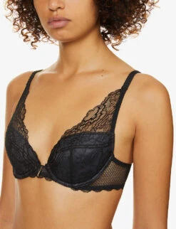 Chantelle Waltz Stretch-lace Push-up Bra -Reisi Clothing Shop R03801673 011BLACK ALT04
