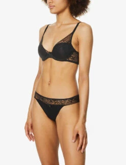 Chantelle Alto Stretch-jersey And Lace T-shirt Bra -Reisi Clothing Shop R03801677 011BLACK ALT02