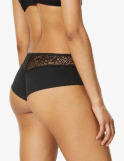 Chantelle Alto Shorty Mid-rise Stretch-jersey And Lace Briefs -Reisi Clothing Shop R03801679 011BLACK ALT03