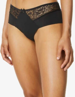 Chantelle Alto Shorty Mid-rise Stretch-jersey And Lace Briefs -Reisi Clothing Shop R03801679 011BLACK ALT04