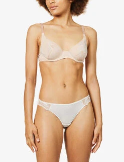 MAISON LEJABY Ombrage V-neck Stretch-mesh Bra -Reisi Clothing Shop R03805218 247SMOKYPINK ALT02