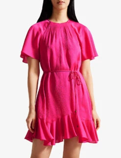 Ted Baker Elsieee Cut-out Stretch-woven Mini Dress -Reisi Clothing Shop R03806316 BRTPINK ALT02