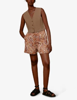 Whistles Marble-print Silk Shorts -Reisi Clothing Shop R03807525 MULTICOLOURED ALT01