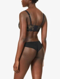 Aubade Sofessence Floral-embroidered Stretch-mesh Half-cup Bra -Reisi Clothing Shop R03808093 NOIR ALT03