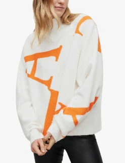 AllSaints A Star Signature-graphic Wool-blend Jumper 9 AllSaints A Star Signature-graphic Wool-blend Jumper -Reisi Clothing Shop R03810681 CHALKWHITEOR ALT02