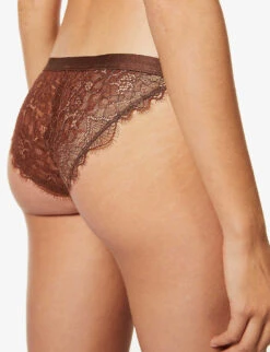 Love Stories Wild Rose Mid-rise Stretch-woven Briefs -Reisi Clothing Shop R03813470 DARKBROWN ALT04