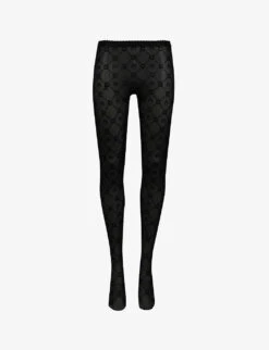 Marine Serre Moon-print Flocked Stretch-nylon Tights
