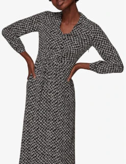 Whistles Landmark-print Woven Shirt Midi Dress -Reisi Clothing Shop R03838092 BLACK ALT03