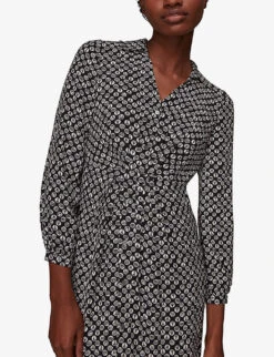 Whistles Landmark-print Woven Shirt Midi Dress -Reisi Clothing Shop R03838092 BLACK ALT05