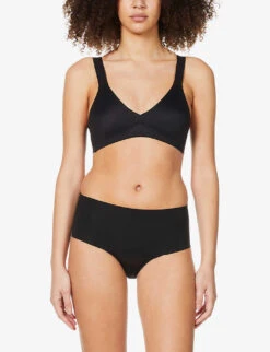 Spanx V-neck Unlined Stretch-jersey Bralette -Reisi Clothing Shop R03838558 VERYBLACK ALT02