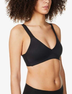 Spanx V-neck Unlined Stretch-jersey Bralette -Reisi Clothing Shop R03838558 VERYBLACK ALT04