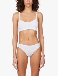 HANRO Touch Feeling Cropped Stretch-jersey Bra -Reisi Clothing Shop R03848682 WHITE ALT02