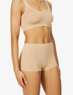 HANRO Touch Feeling Mid-rise Stretch-jersey Briefs -Reisi Clothing Shop R03848687 BEIGE ALT02