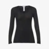 HANRO Woolen Long-sleeved Wool-silk Blend Top -Reisi Clothing Shop R03848690 BLACK M