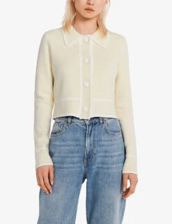 CLAUDIE PIERLOT Micbis Cropped Organic Cotton-blend Cardigan -Reisi Clothing Shop R03852130 NATURELS ALT01