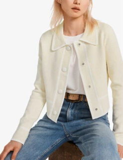 CLAUDIE PIERLOT Micbis Cropped Organic Cotton-blend Cardigan -Reisi Clothing Shop R03852130 NATURELS ALT02
