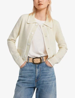 CLAUDIE PIERLOT Micbis Cropped Organic Cotton-blend Cardigan -Reisi Clothing Shop R03852130 NATURELS ALT04