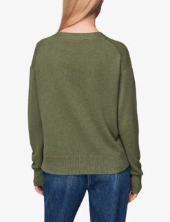 Whistles V-neck Long-sleeve Cashmere Cardigan -Reisi Clothing Shop R03862952 GREEN ALT03