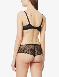 Chantelle Fleurs Balconette Stretch-mesh Bra -Reisi Clothing Shop R03867943 011BLACK ALT03