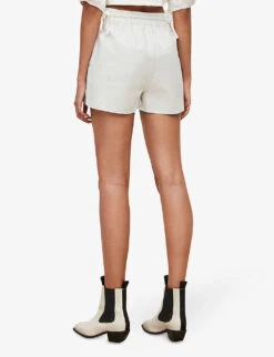 AllSaints Shana Elasticated Leather Shorts -Reisi Clothing Shop R03868469 WHITE ALT03