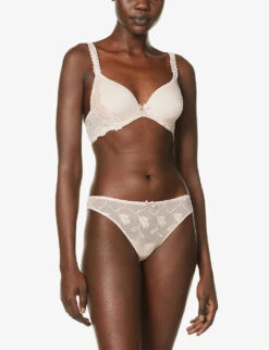 Aubade Softessence Floral-embroidered Stretch-mesh Spacer Bra -Reisi Clothing Shop R03879250 GOLDENBEIGE ALT02