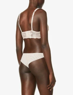 Aubade Softessence Floral-embroidered Stretch-mesh Spacer Bra -Reisi Clothing Shop R03879250 GOLDENBEIGE ALT03