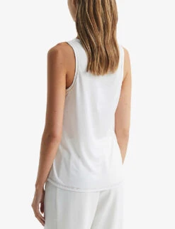 Reiss Riley Round-neck Silk-blend Vest Top -Reisi Clothing Shop R03882393 WHITE ALT02