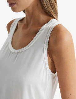 Reiss Riley Round-neck Silk-blend Vest Top -Reisi Clothing Shop R03882393 WHITE ALT03