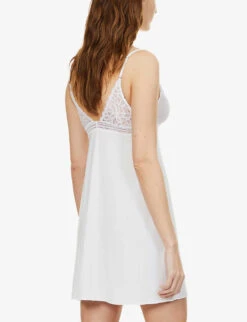 Wacoal Raffine Lace-trim Stretch-jersey Chemise -Reisi Clothing Shop R03893633 WHITE ALT03
