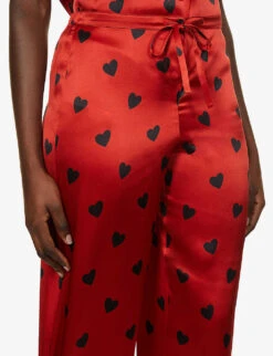 AGENT PROVOCATEUR Hart Heart-print Silk Pyjama Trousers 11 AGENT PROVOCATEUR Hart Heart-print Silk Pyjama Trousers -Reisi Clothing Shop R03893691 RED ALT04