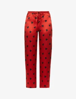 AGENT PROVOCATEUR Hart Heart-print Silk Pyjama Trousers