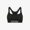 Calvin Klein Reimagine Heritage Brand-print Stretch-cotton Jersey Bralette -Reisi Clothing Shop R03894449 BLACK M