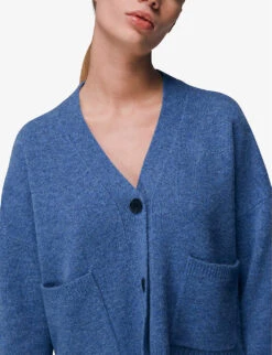 Whistles Twin-pocket Wool Cardigan 9 Whistles Twin-pocket Wool Cardigan -Reisi Clothing Shop R03894951 BLUE ALT02
