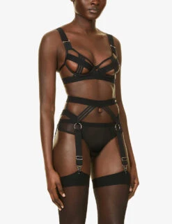 BLUEBELLA Sutton Elasticated Stretch-woven Suspender Belt -Reisi Clothing Shop R03899458 BLACK ALT01