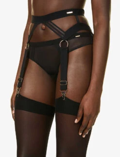BLUEBELLA Sutton Elasticated Stretch-woven Suspender Belt -Reisi Clothing Shop R03899458 BLACK ALT02