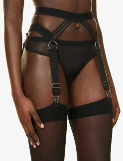 BLUEBELLA Sutton Elasticated Stretch-woven Suspender Belt -Reisi Clothing Shop R03899458 BLACK ALT04