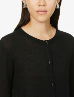 Joseph Cashair Regular-fit Cashmere Cardigan -Reisi Clothing Shop R03900702 BLACK ALT04