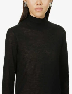 Joseph Cashair High-neck Cashmere Jumper 10 Joseph Cashair High-neck Cashmere Jumper -Reisi Clothing Shop R03900705 BLACK ALT04