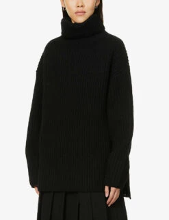 Joseph High-neck Ribbed Wool Jumper -Reisi Clothing Shop R03900763 BLACK ALT02