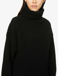 Joseph High-neck Ribbed Wool Jumper -Reisi Clothing Shop R03900763 BLACK ALT04