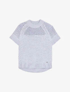 Ted Baker Stena High-neck Basket-stitch Cotton-blend Top