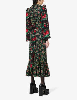 Villanelle Floral-print Cotton Midi Dress -Reisi Clothing Shop R03903464 BLACK ALT03