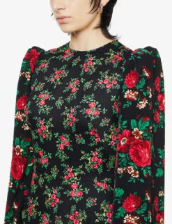 Villanelle Floral-print Cotton Midi Dress -Reisi Clothing Shop R03903464 BLACK ALT04