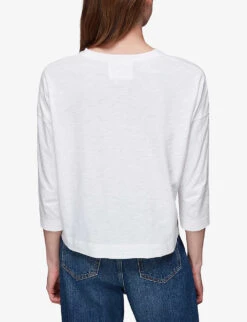 Whistles Dropped Shoulder Cotton-jersey Top -Reisi Clothing Shop R03904906 WHITE ALT03